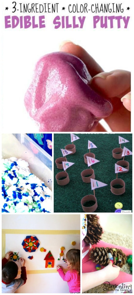Find awesome rainy day toddler activities. These simple kids activities are fun and wonderful for play-based learning.