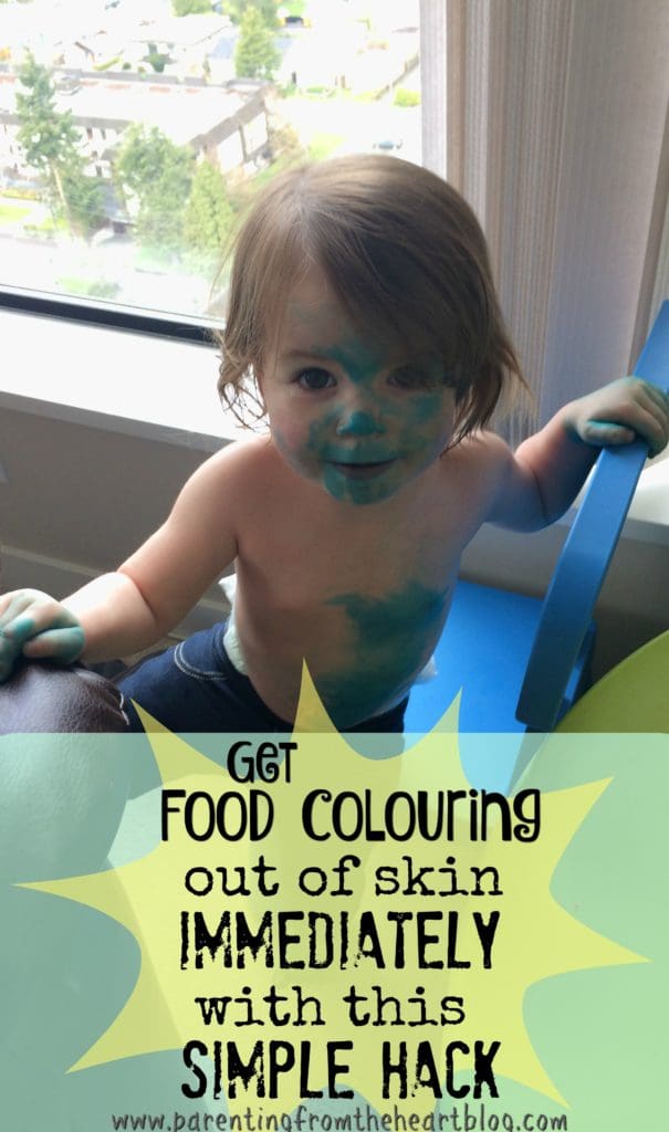 My two-year-old covered her skin with food colouring, this hack to get food colouring out of skin in no time at all. It's SUPER easy and takes no elbow grease!