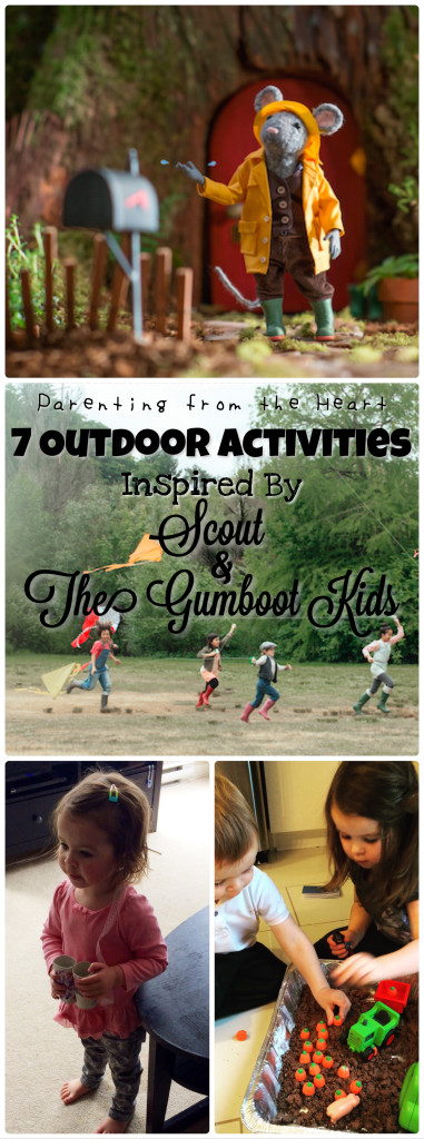 7 Outdoor Activities Inspired By Scout & The Gumboot Kids | Parenting from the Hear -- Sensory play, learning through play, play dough recipe, scavenger hunt 