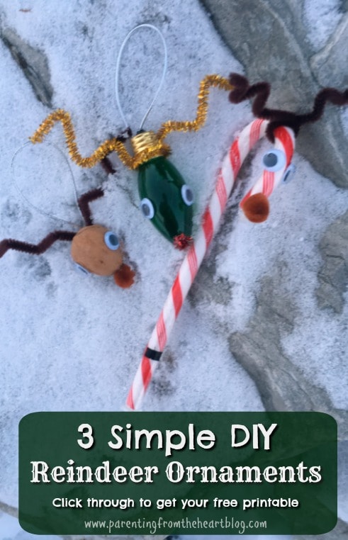 These simple DIY reindeer ornaments are so fun and so easy to make. They are preschooler friendly. Great for Christmas decorations, Christmas gifts, Christmas ornaments