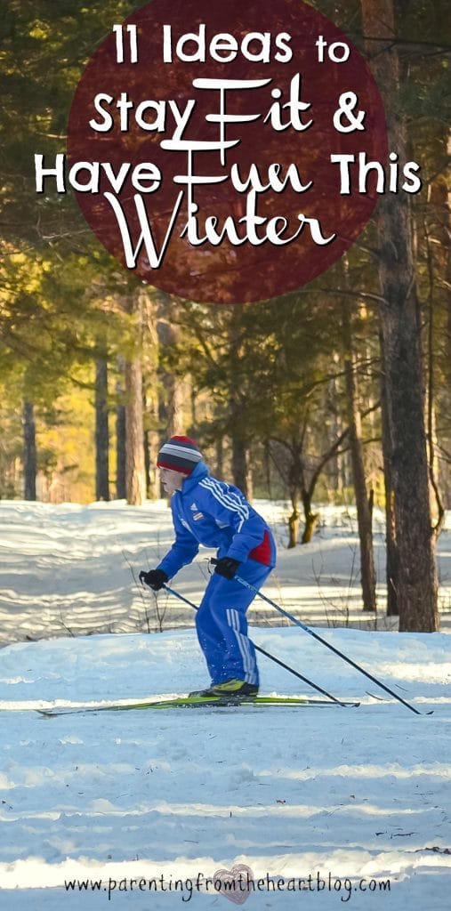 In the winter, it's easy to hunker down and get LAZY. Here are 11 Fun Family Winter Activities to stay fit. Fitness, go play outside, get active as a family, snowshoeing, sledding and more!