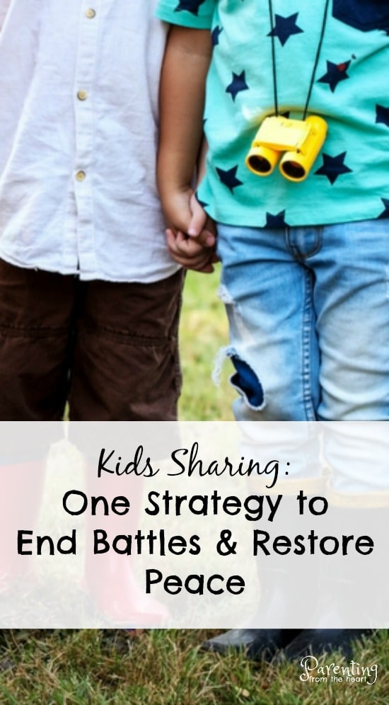 Kids sharing. When battles over toys happen, here is a strategy that will restore peace and end power struggles. Also find out what research says about why kids struggle to share so much and why you shouldn't force your child to share.